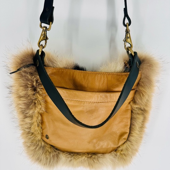 Lowell Quito Tan Fur Women's Handbag Shoulder Bag Crossbody & Brown Leather - Picture 5 of 8